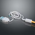 Electronic USB Sensor Cable With White Cord And Yellow Probe Head For Devices 3d model
