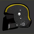 Black And Yellow Striped Tactical Helmet With Shiny Surface And Modern Design