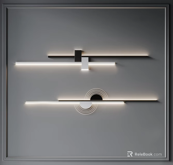 Modern Geometric Wall Lamps with Linear and Circular Designs for Interior Lighting 3d model