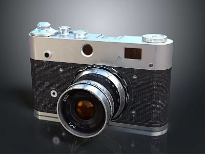 Vintage Classic Camera With Silver Metal Body And Lens For Digital Product 3d model