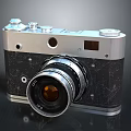 Vintage Classic Camera With Silver Metal Body And Lens For Digital Product