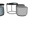 Public Office Area With Round Black Tables Gray Padded Stools And Books On Top