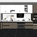 Modern Kitchen Interior Design With White Cabinets Wooden Elements Tile Backsplash And Black Range Hood 3d model