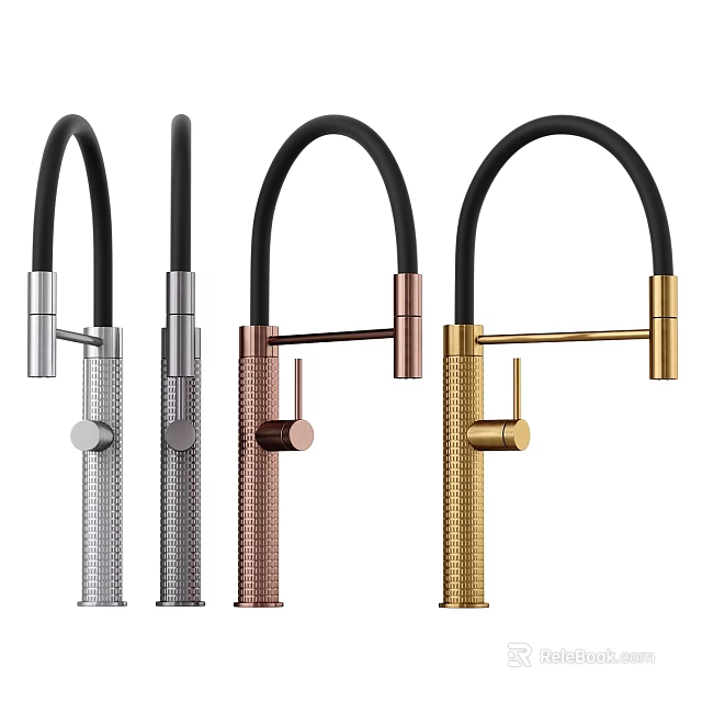 Modern Design Kitchen Faucets Multiple Colors Stainless Steel Copper Gold Finishes Flexible Spout For Sink 3d model 