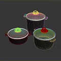 Black Cookware Set With Lids For Household Kitchen Daily Use 3d model