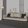 New Chinese-style three-person sofa 3d model