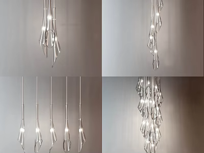 Modern Crystal Chandelier with Hanging Glass Pendant Lights for Home Interior Decor 3d model