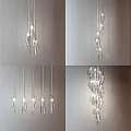 Modern Crystal Chandelier with Hanging Glass Pendant Lights for Home Interior Decor