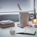 Modern Tabletop Decorative Ornament Set With Vinyl Records Glassware And Candles