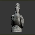 Detailed Pelican Sculpture In Standing Posture With Textured Feathers And Base