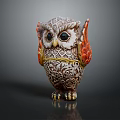 Intricately Designed Owl Sculpture With Detailed Feather Patterns Vibrant Wing Accents And Realistic Eye Details