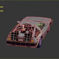 DeLorean DMC12 Car Rear View With Large Engine Silver Body And Red Taillights