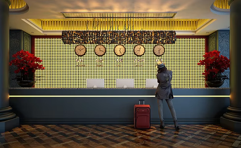 European Front Desk Hotel Front Desk 3d model