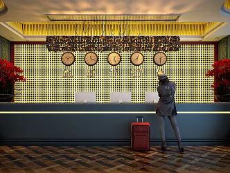 European Front Desk Hotel Front Desk 3d model