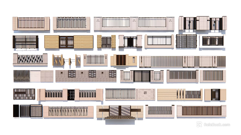 Modern Building Facade Designs With Various Materials Textures And Architectural Patterns 3d model