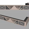 Modern Reception Desk With Geometric Patterns And Grid Decorations In Light Tone 3d model