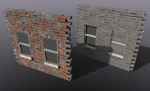 old living things old brick wall 3d model