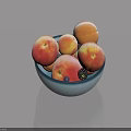 Bowl Of Juicy Peaches And Blackberries On Gray Tabletop Surface