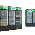 Commercial Green Black Display Refrigerators With Multiple Doors For Beverage Storage 3d model