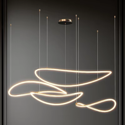 Modern chandelier linear chandelier curve chandelier 3d model