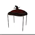 Furniture Accent Table With Decorative Fringed Top And Slender Legs Design