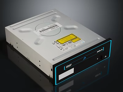 Silver DVD CD Optical Drive With Blue Front Panel And Control Button 3d model