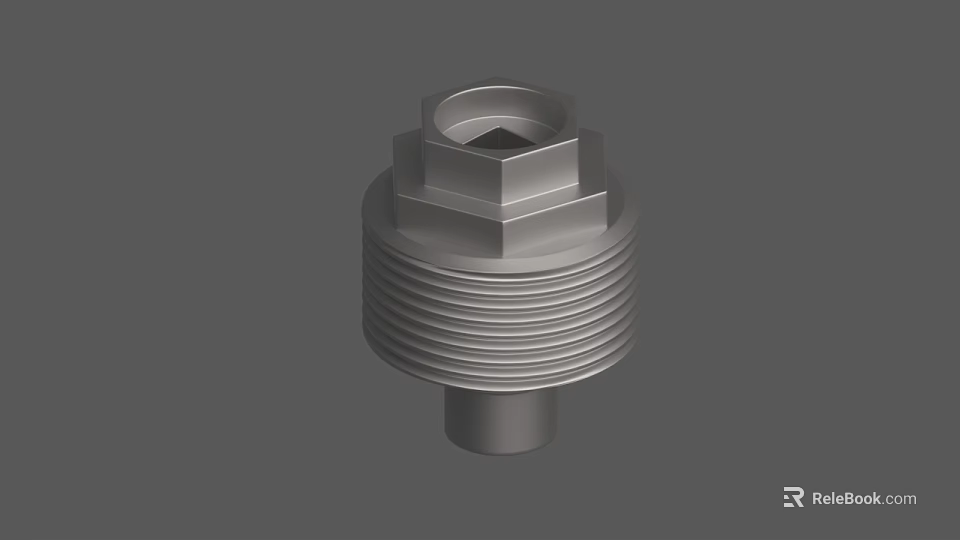 Metal Hexagonal Head Threaded Component with Cylindrical Body and Industrial Design 3d model