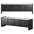 Black Modern TV Stand With Wooden Cabinets And Marble Top Contemporary Sleek Design