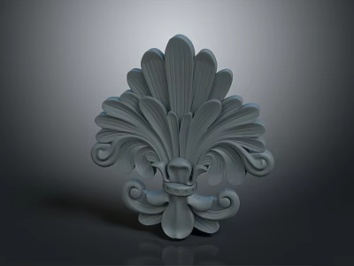 Intricate Fan Shaped Decorative Household Accessory With Curled Patterns And Ornate Design 3d model