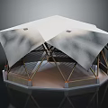 Modern Outdoor Leisure Furniture With Octagonal Structure White Canopy Crossed Frame And Gray Base