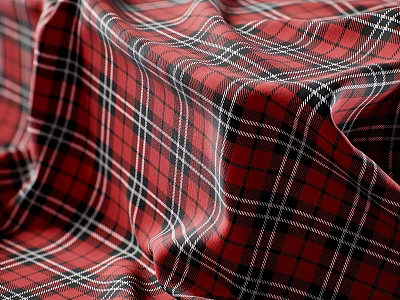 Red Plaid Woven Fabric With Black White Check Pattern Soft Texture 3d model