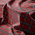 Red Plaid Woven Fabric With Black White Check Pattern Soft Texture