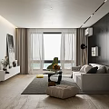 Modern Living Dining Room Interior Design With White Sofa Dining Table Sunflowers And TV