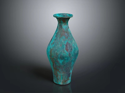 Elegant Turquoise Green Bronze Sculpture With Carved Texture And Classic Design 3d model