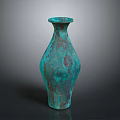 Elegant Turquoise Green Bronze Sculpture With Carved Texture And Classic Design