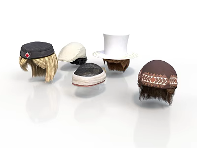 Various Stylish Hats With Different Colors And Decorative Details For Daily Use 3d model