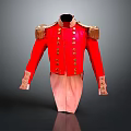 Red Military Jacket With Gold Buttons Epaulets And White Formal Pants