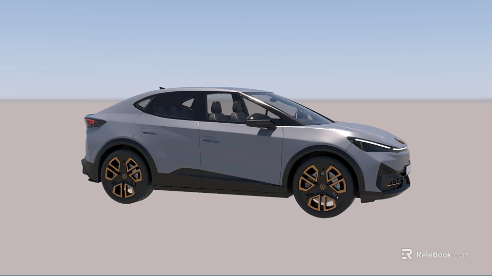 Gray Modern Crossover SUV With Sleek Design And Gold Black Wheels 3d model 