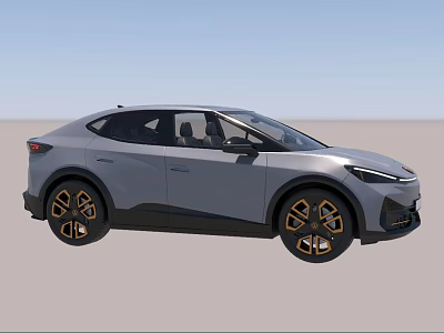 Gray Modern Crossover SUV With Sleek Design And Gold Black Wheels 3d model