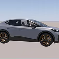 Gray Modern Crossover SUV With Sleek Design And Gold Black Wheels 3d model