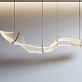 Unique Modern Wavy White Woven Pendant Light With Hanging Design Structure 3d model