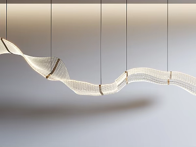 Unique Modern Wavy White Woven Pendant Light With Hanging Design Structure 3d model