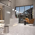 Modern Hair Salon Interior With White Chairs Round Mirrors Open Layout And Upper Floor Seating
