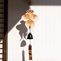 Goldfish Shaped Wind Chime Hanging Decoration With Bell And Decorative Strip On Japanese Style Wall