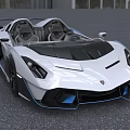 White Convertible Sports Car With Blue Accents