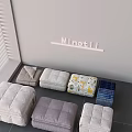 Minotli Bedding Collection Featuring Soft Gray Beige Blue and Patterned Stacked Designs 3d model