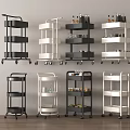 Multilayer Storage Shelving Units In Black And White With Wheels Various Styles