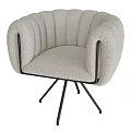 Light Gray Plush Fabric Accent Chair With Curved Backrest Black Metal Armrests And Tripod Legs