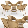 Stylish Woven Rattan Outdoor Table with Matching Chairs Set for Patio Garden Use
