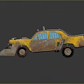 Yellow Concept Car With Metallic Texture And Front Plow Like Structure Design 3d model